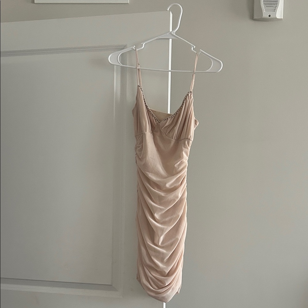 Elegant Cream Spaghetti Strap Dress